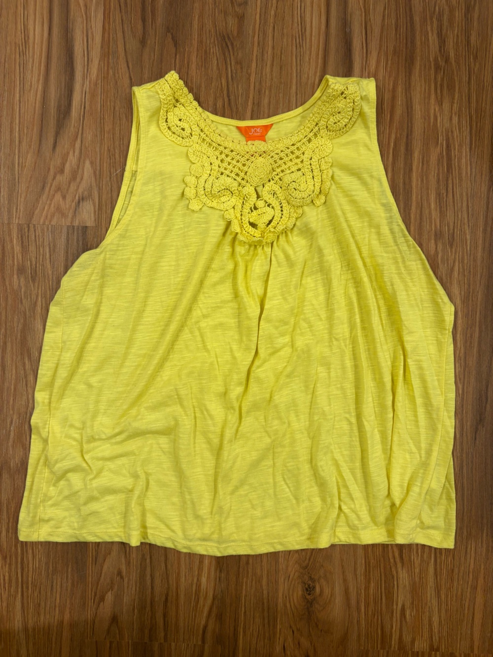 Joe Fresh Yellow Embroidered Sleeveless Top